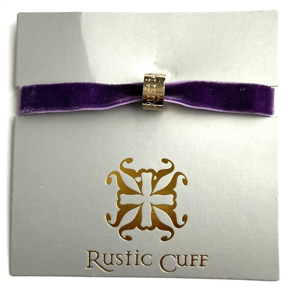 Rustic Cuff FUN & FLIRTY  Stretch Logo Bracelet Purple Velvet - Picture 1 of 1